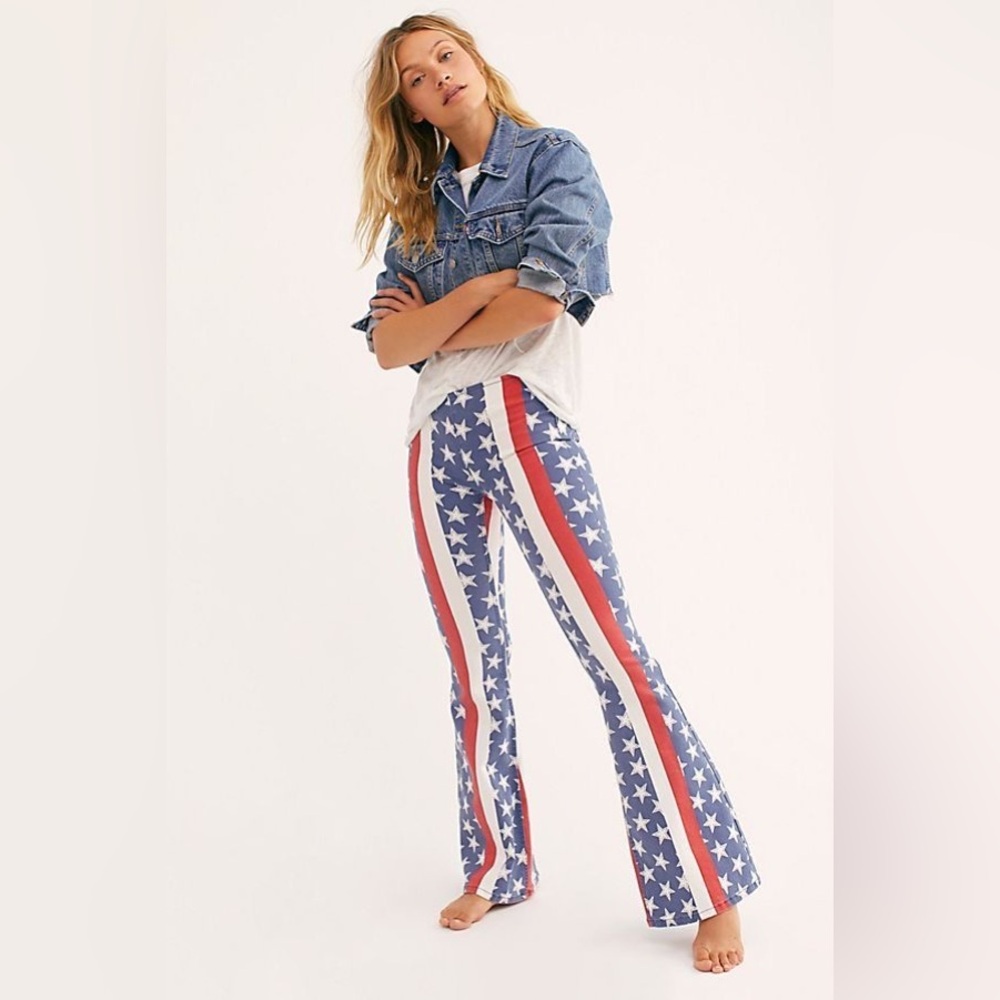 Free People American Flag Stretch Flare Bell Bottom Jeans NWT 25